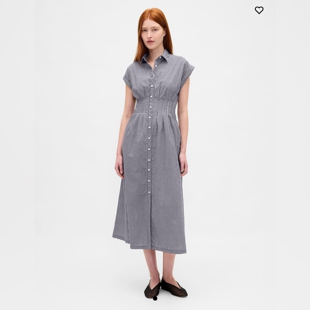 Gingham Poplin Midi Shirtdress - Size Small NWT